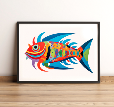 Poster art poisson multicolore - TenStickers