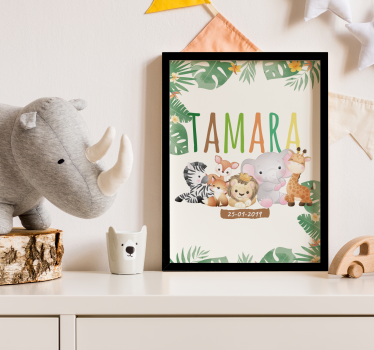 Affiche chambre enfant animaux de la jungle personnalisable - TenStickers