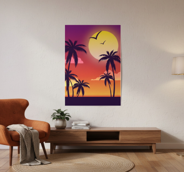 Poster paysages coucher de soleil des années 70 vertical - TenStickers