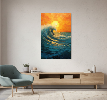 Poster paysages vague de lever de soleil - TenStickers