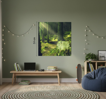 Poster salon pierres de nature avec mousse en forêt - TenStickers