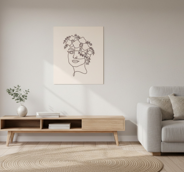 Poster salon silhouette minimaliste femme fleurie - TenStickers