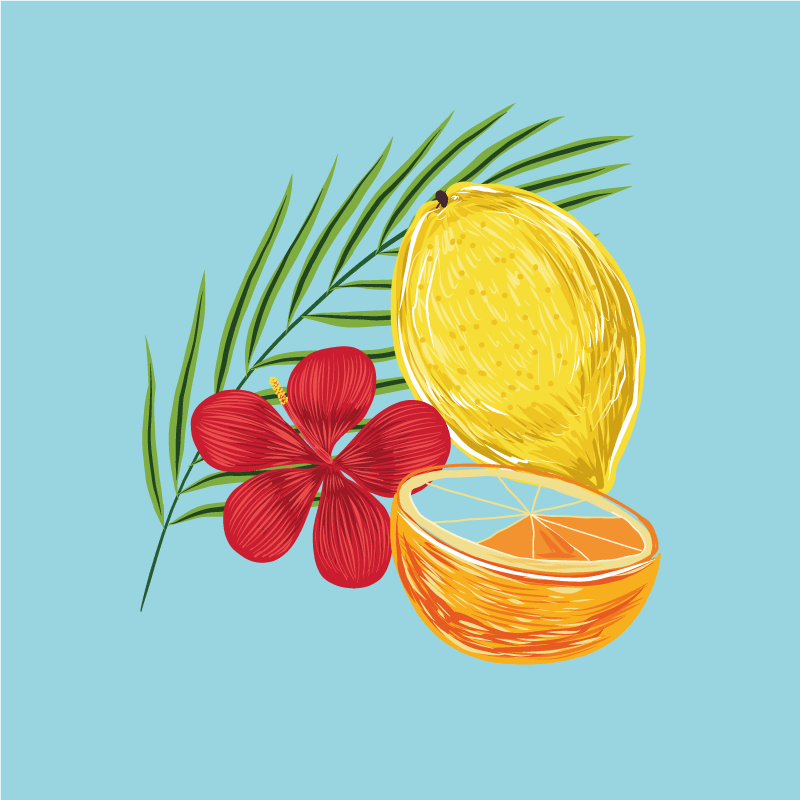 Poster cuisine design fruits citrons pastel - TenStickers