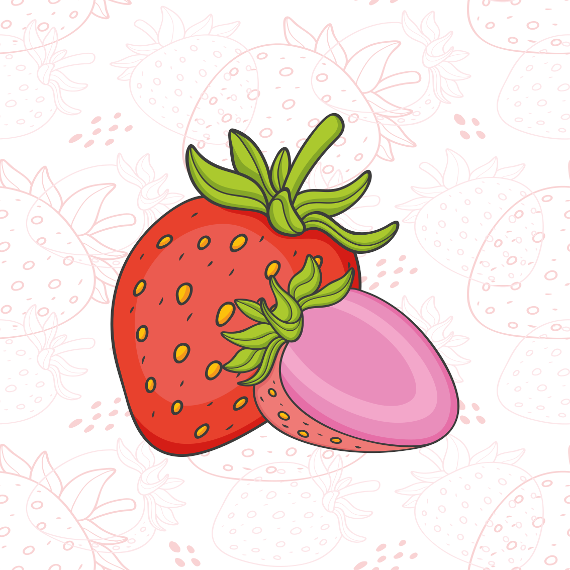 Poster cuisine fraises rouges et roses sans couture - TenStickers
