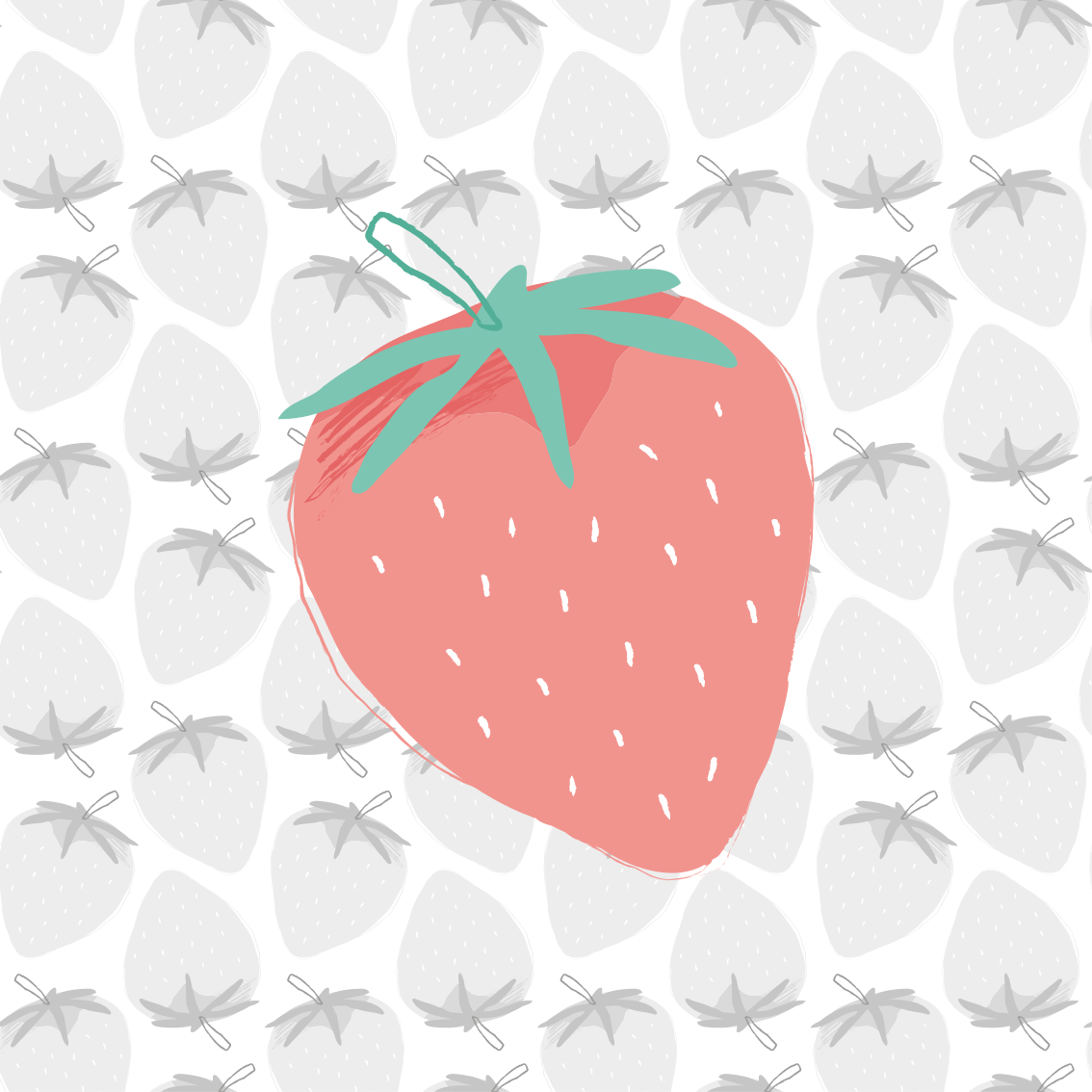 Poster cuisine motif fraises pastel sans couture - TenStickers