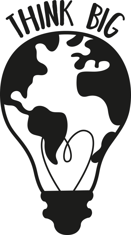 Poster bureau pensez grand avec carte du monde - TenStickers