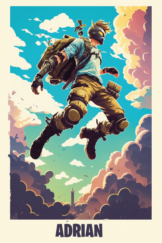 Poster chambre ado personnage épique avec prénom - TenStickers