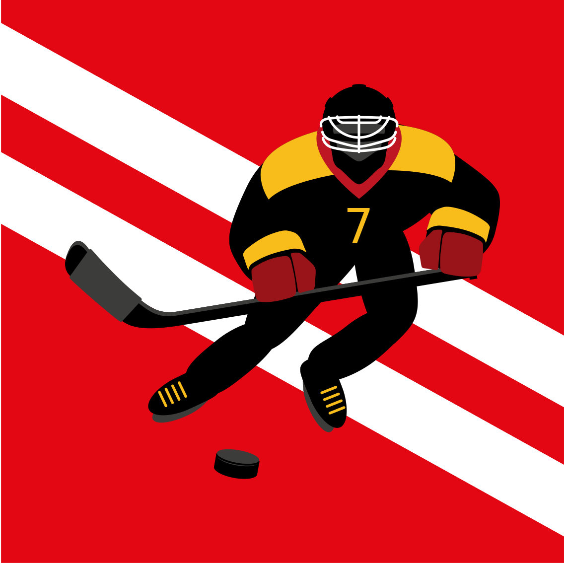 Poster chambre ado hockey sur glace rouge et jaune - TenStickers