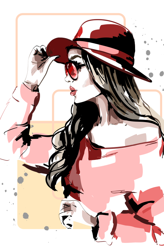 Poster salon damas avec chapeau - TenStickers