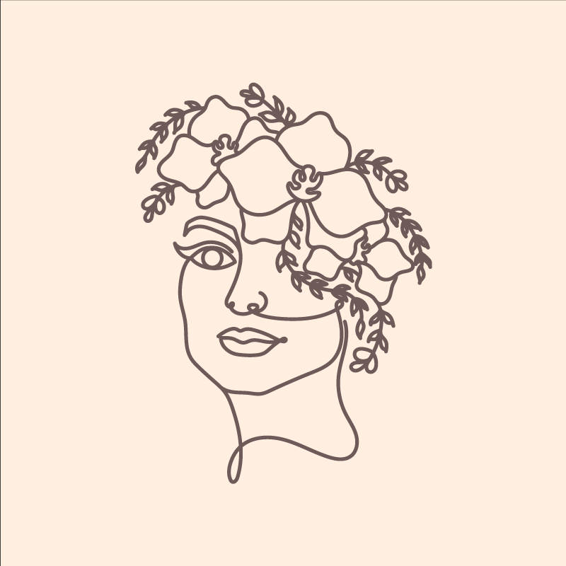 Poster salon silhouette minimaliste femme fleurie - TenStickers