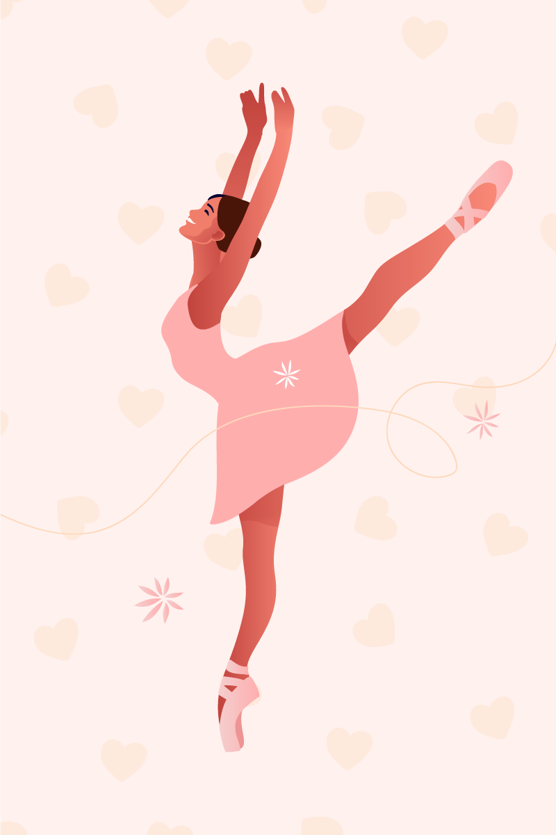 Poster chambre enfant ballerine avec cœurs - TenStickers
