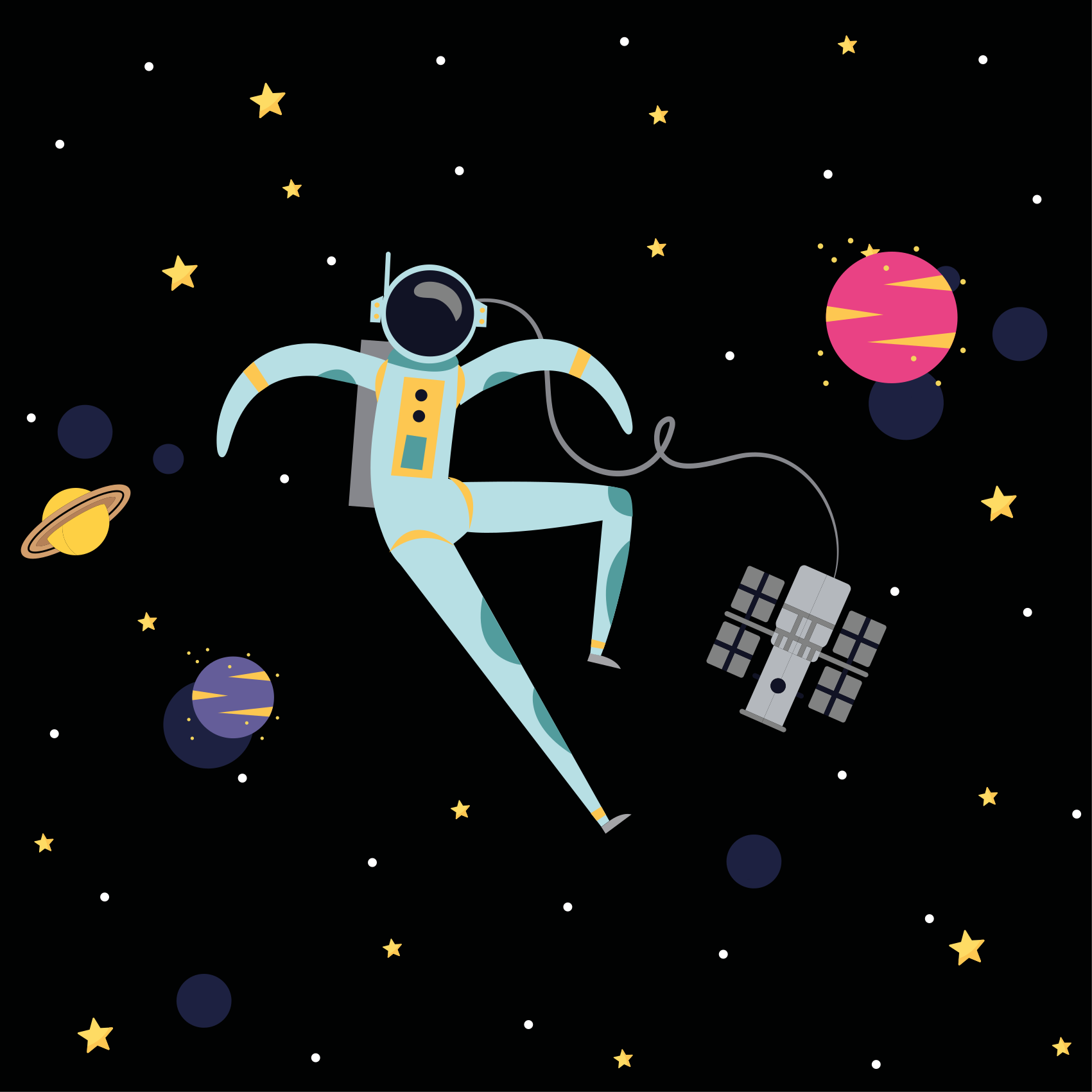 Poster chambre enfant astronaute flottant dessin animé - TenStickers