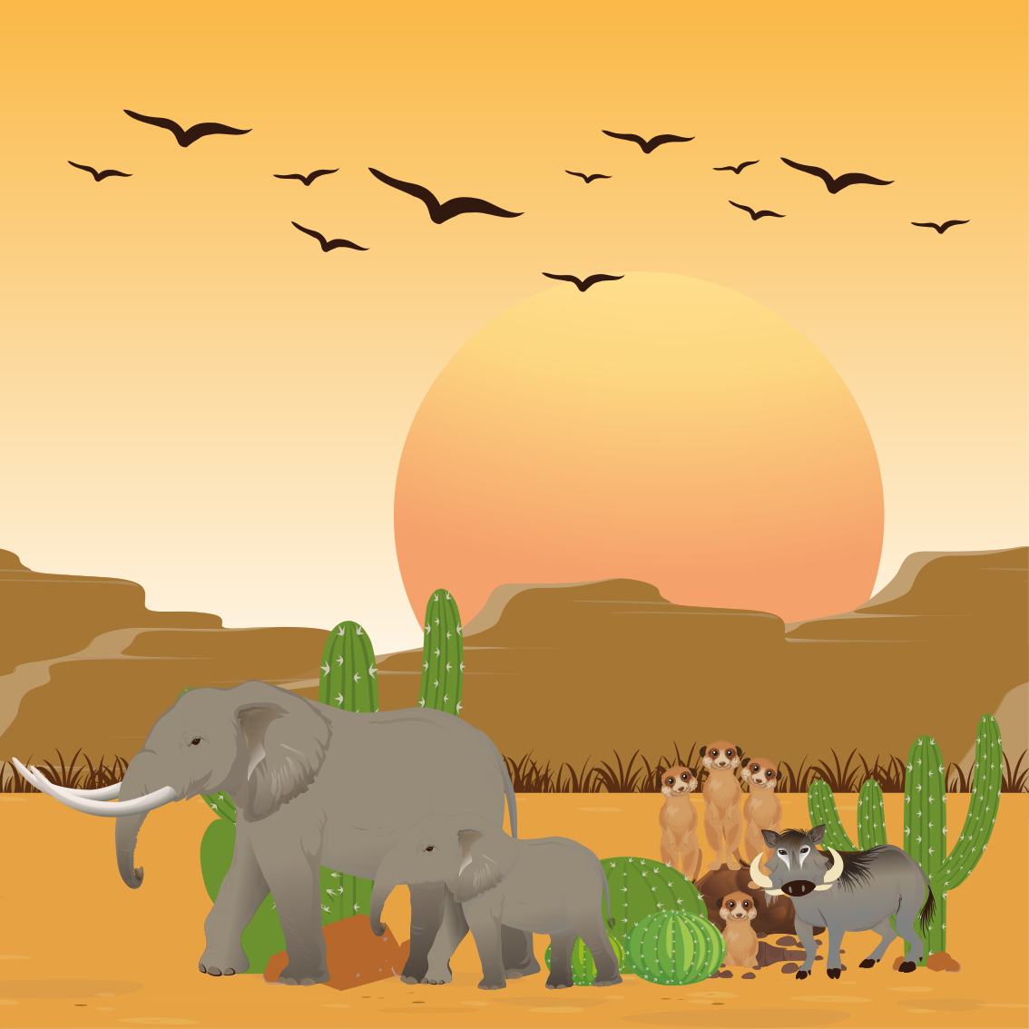 Poster chambre enfant animaux d'afrique sauvage 4 - TenStickers