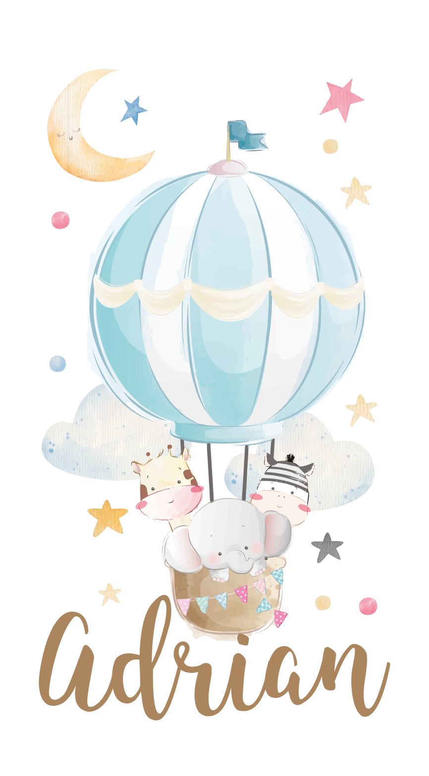 Poster chambre enfant trois animaux sur des ballons - TenStickers