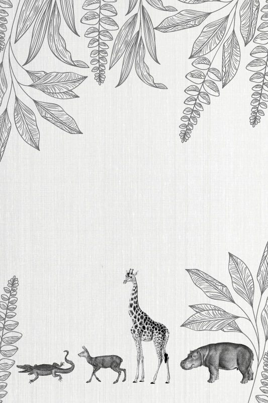 Poster chambre enfant bordure animaux et arbres safari - TenStickers