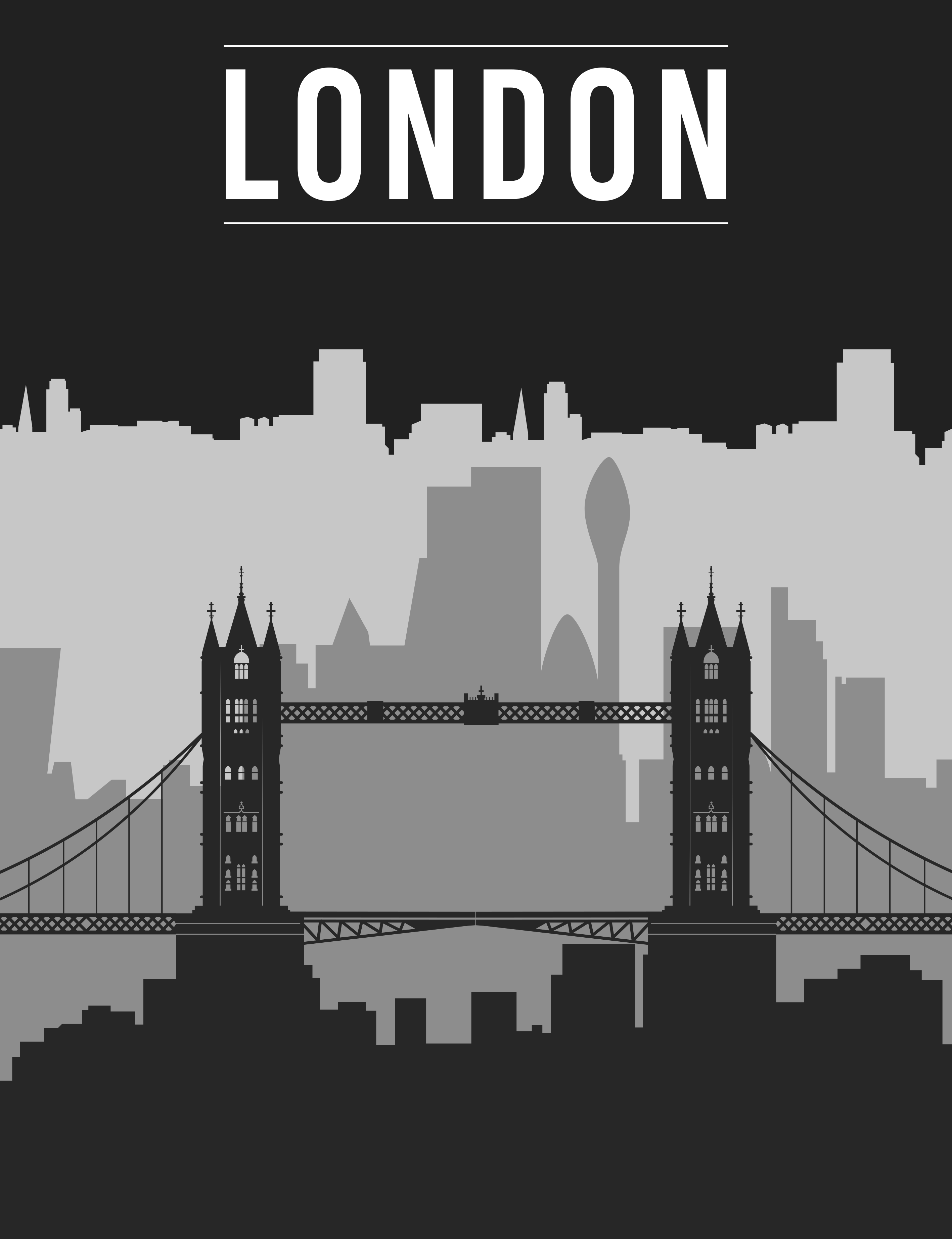 Poster phrases silhouette de londres noir et gris - TenStickers