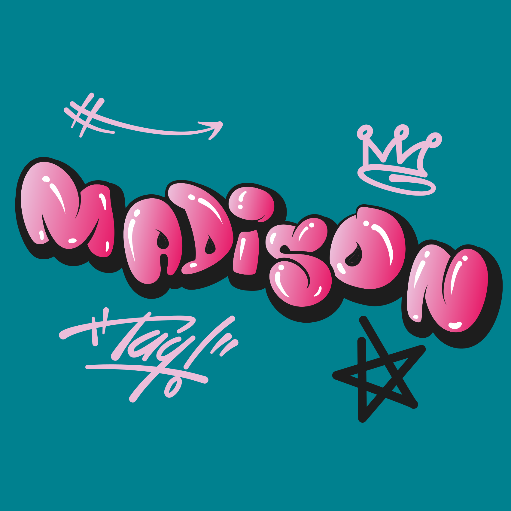 Poster chambre ado design de nom créatif - TenStickers