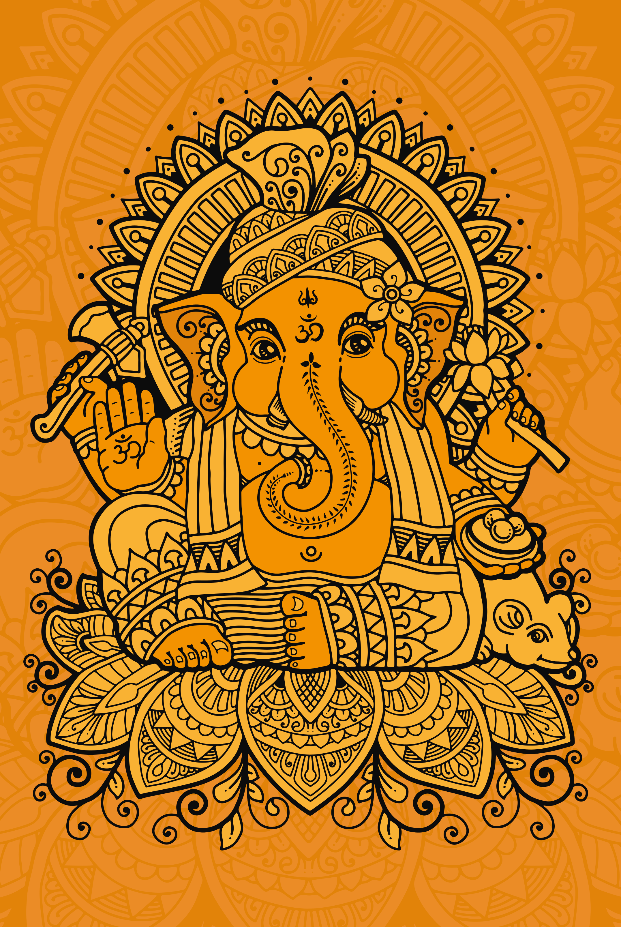 Poster zen mandala avec ganesha au centre - TenStickers