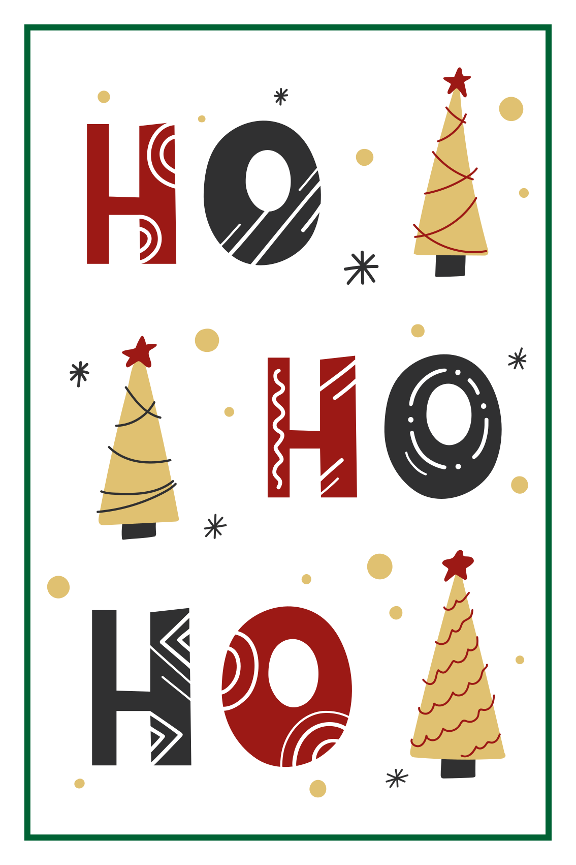 Poster noël design texte ho ho ho noël - TenStickers
