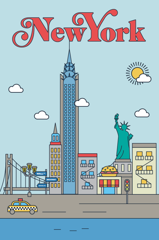 Poster villes et pays new york - TenStickers