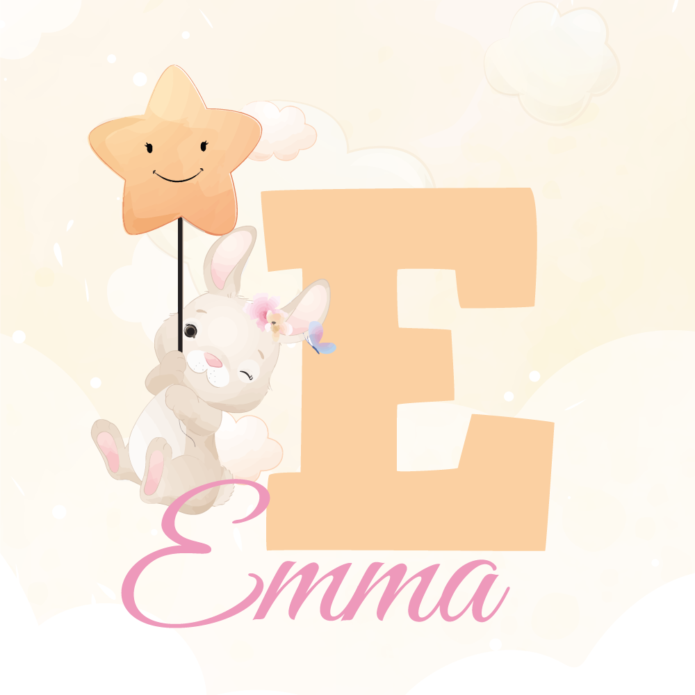 Poster personnalisable lapin heureux tenant une Étoile - TenStickers