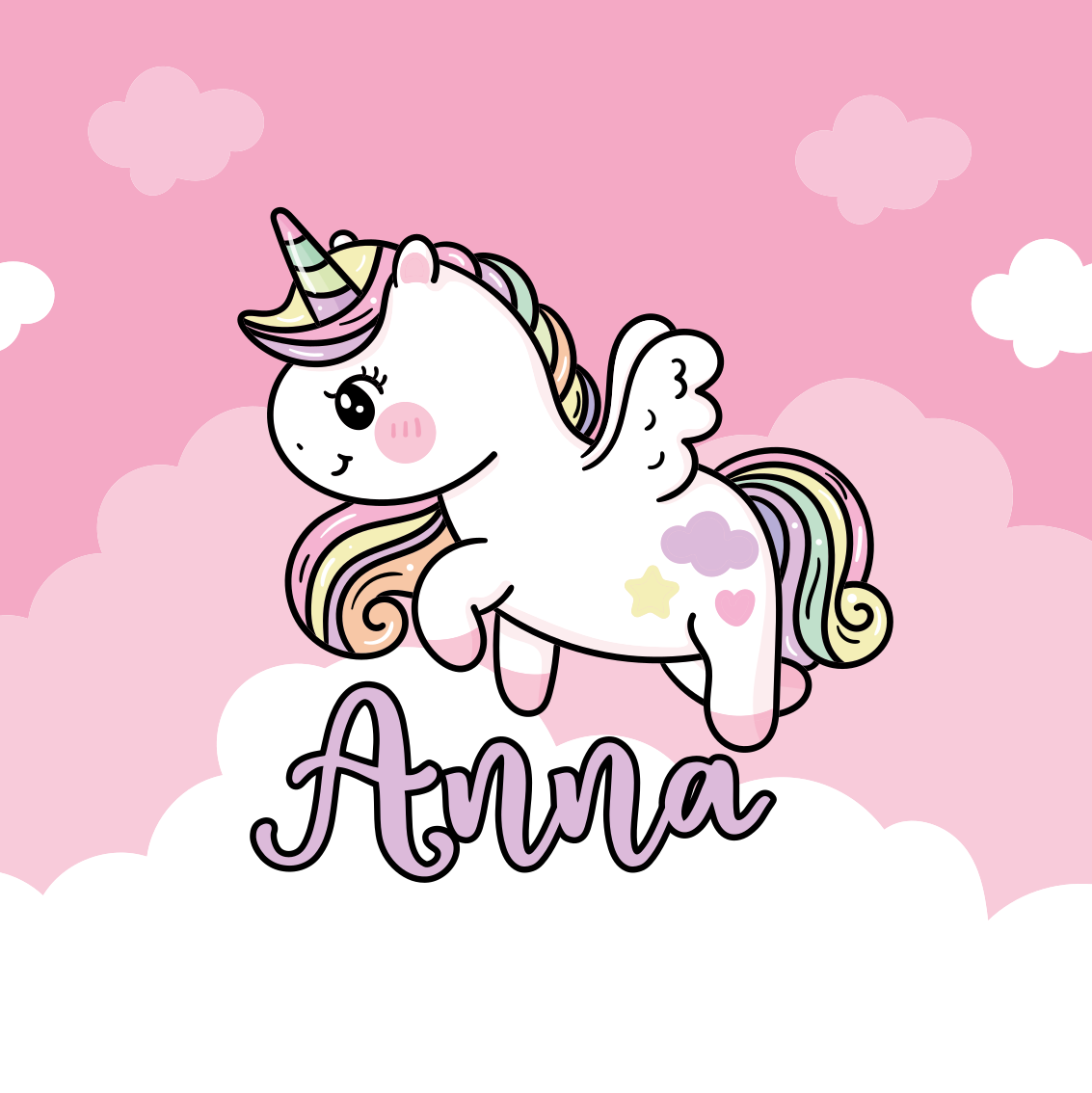 Poster personnalisable licorne mignonne fantasy - TenStickers