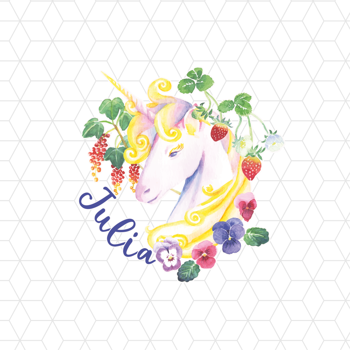 Poster personnalisable arrangement floral licorne - TenStickers