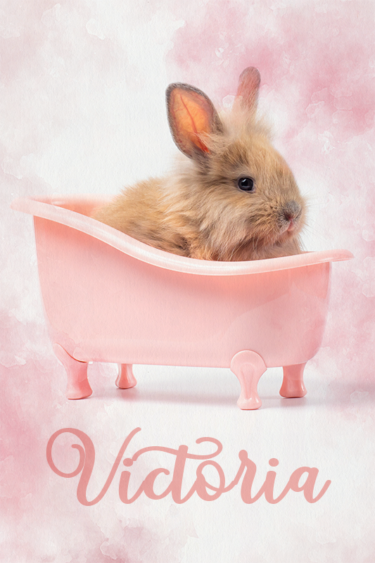 Poster personnalisable portrait de joli lapin - TenStickers