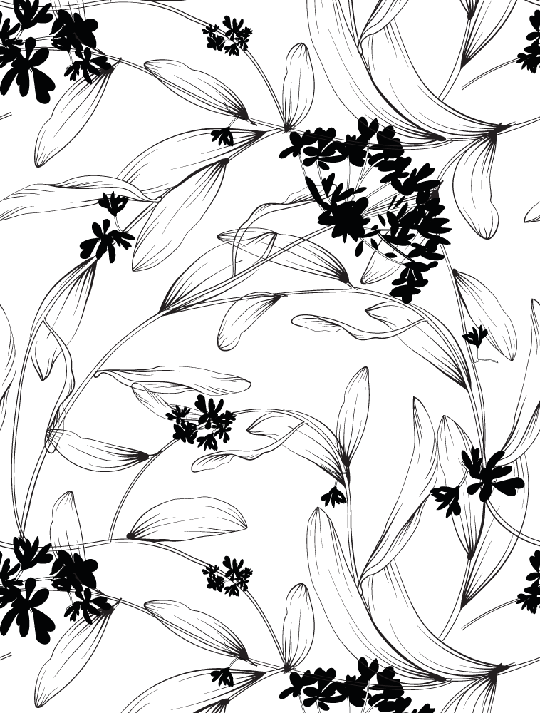 Poster plantes motif feuilles noires - TenStickers