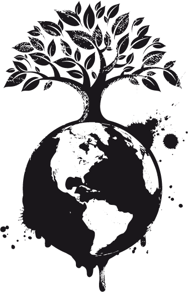 Poster arbre vinyle décoratif globe terrestre et arbre - TenStickers