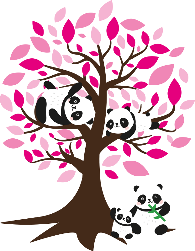 Poster arbre autocollant mural enfants panda - TenStickers