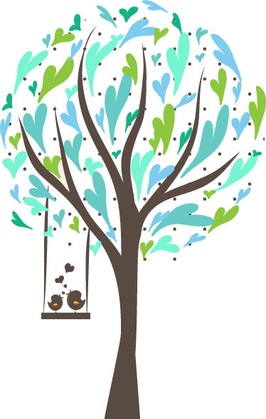 Poster arbre oiseaux balançoire enfant - TenStickers