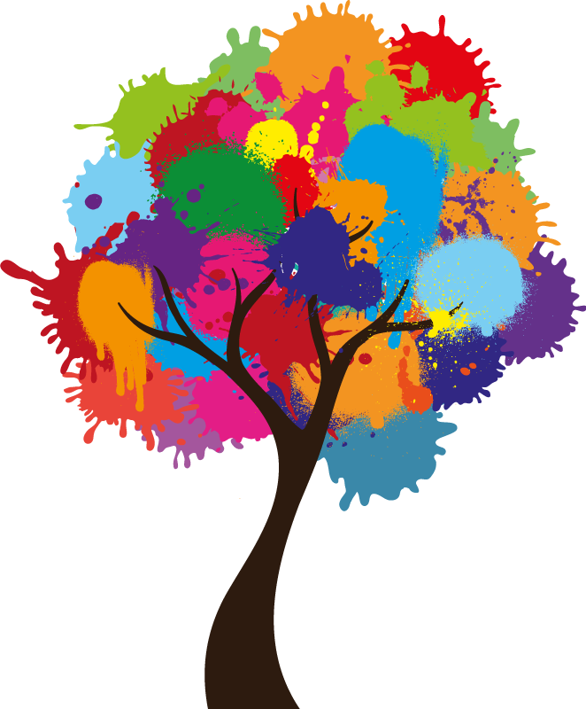 Poster arbre éclaboussures de couleurs - TenStickers