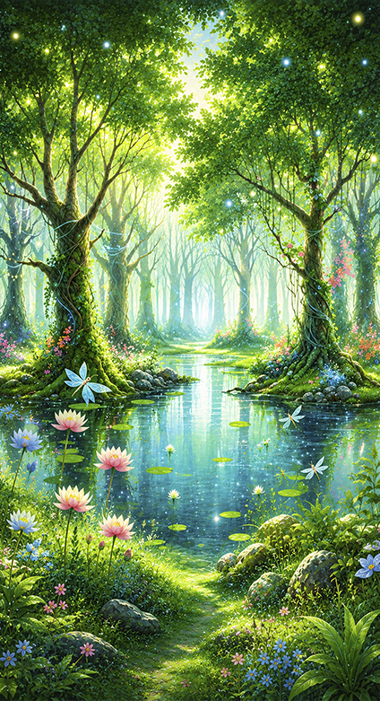 Poster arbre fresque féerique amusante - TenStickers