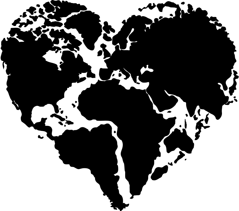Poster carte du monde autocollant forme de cœur - TenStickers
