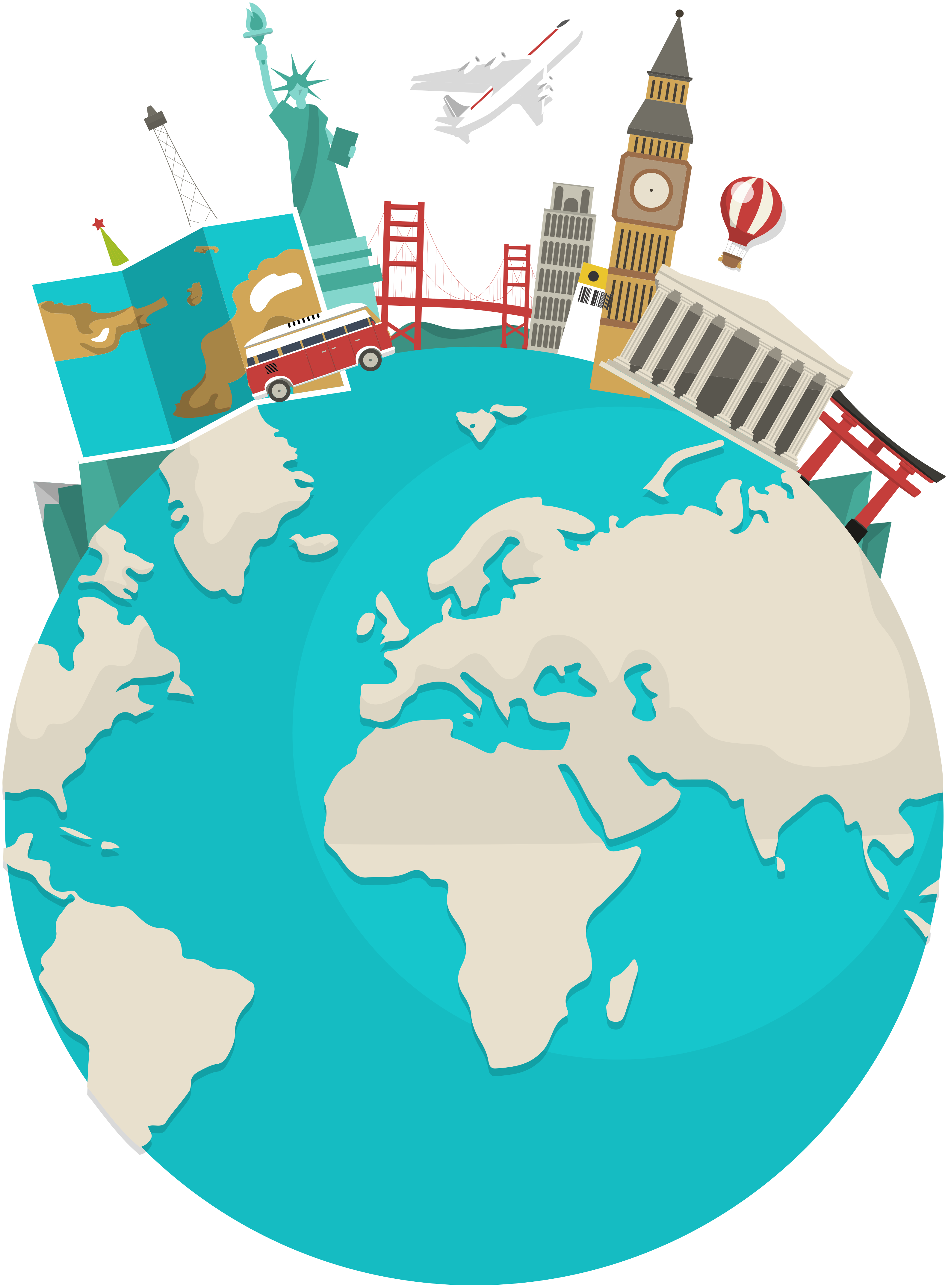 Poster carte du monde carte touristique du monde - TenStickers