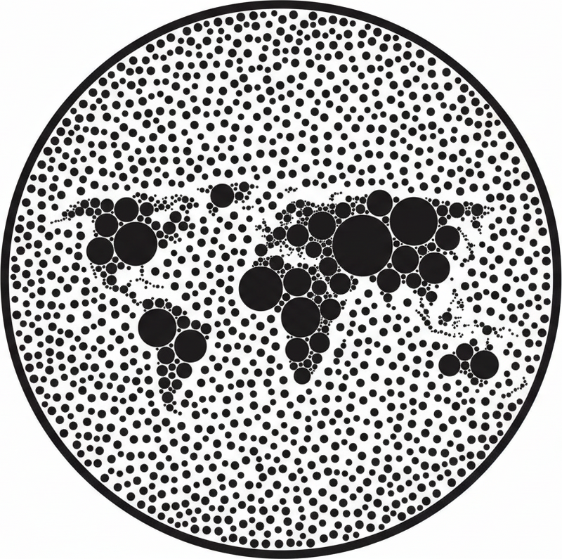Poster carte du monde design circulaire global - TenStickers
