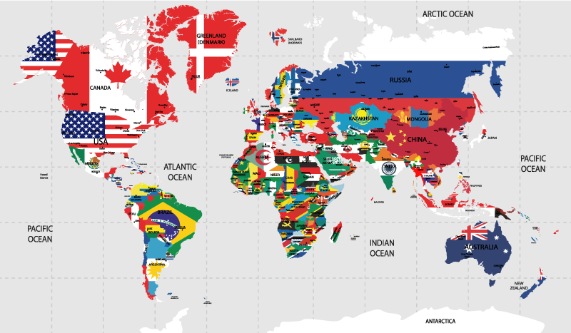 Poster carte du monde politique - TenStickers