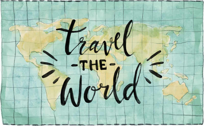 Poster carte du monde tapis vinyle voyagez le monde - TenStickers