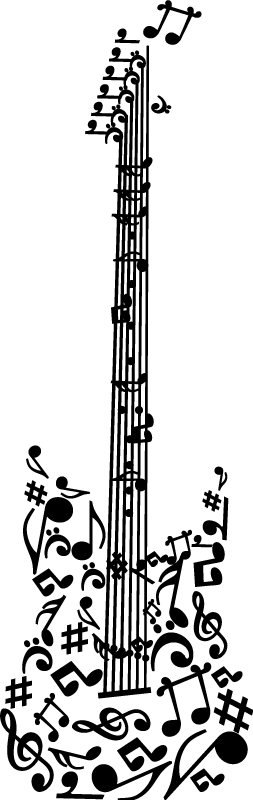 Poster musique guitare sur portée musicale - TenStickers