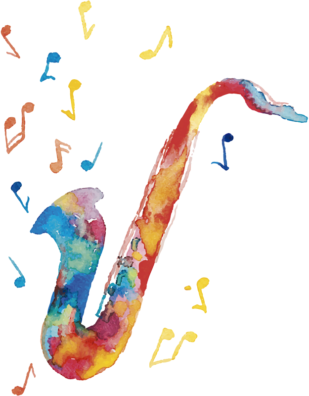 Poster musique saxophone coloré - TenStickers