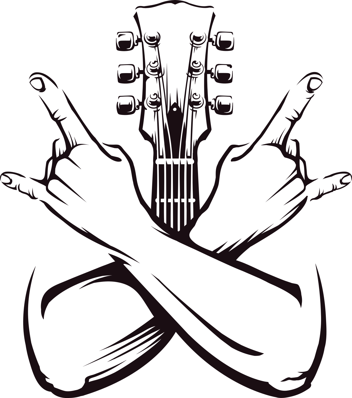 Poster musique signe des mains croisées rock - TenStickers