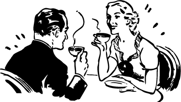 Poster vintage couple prenant un café - TenStickers