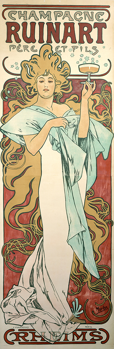 Poster vintage póster adhésif champagne ruinart - TenStickers