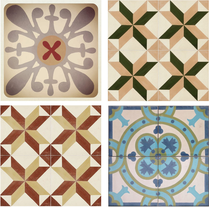 Poster vintage frise décorative mosaïque hydraulique - TenStickers