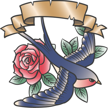Poster vintage tatouage oiseau rose et légende - TenStickers