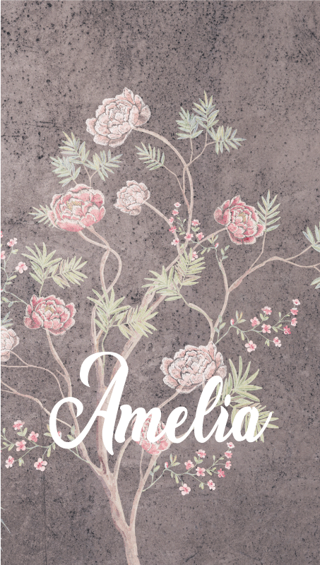 Poster vintage arbre rose style vintage - TenStickers