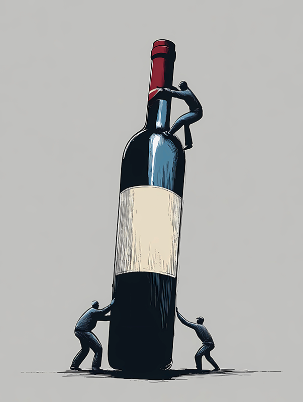 Poster abstrait en train de déguster une bouteille de vin - TenStickers