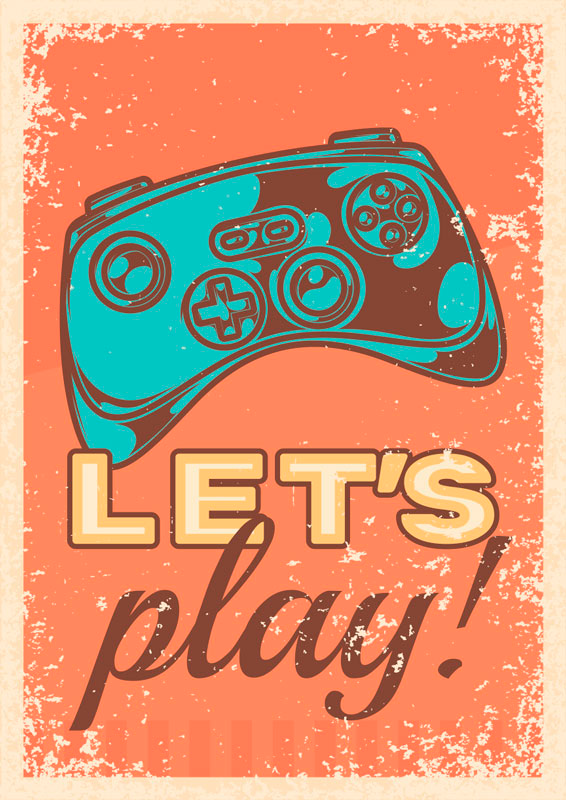 Poster jeux vidéo let's play style rétro - TenStickers