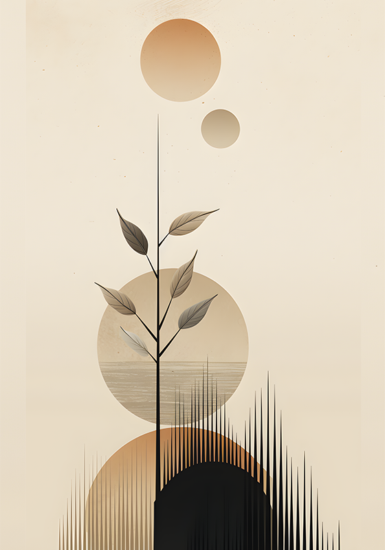 Poster plantes abstrait boho - TenStickers